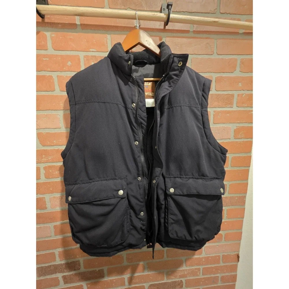 Walls Ranch Wear Vintage Vest Large Long Black Nylon Ranch Outdoors Cowboy Rodeo - Picture 7 of 14